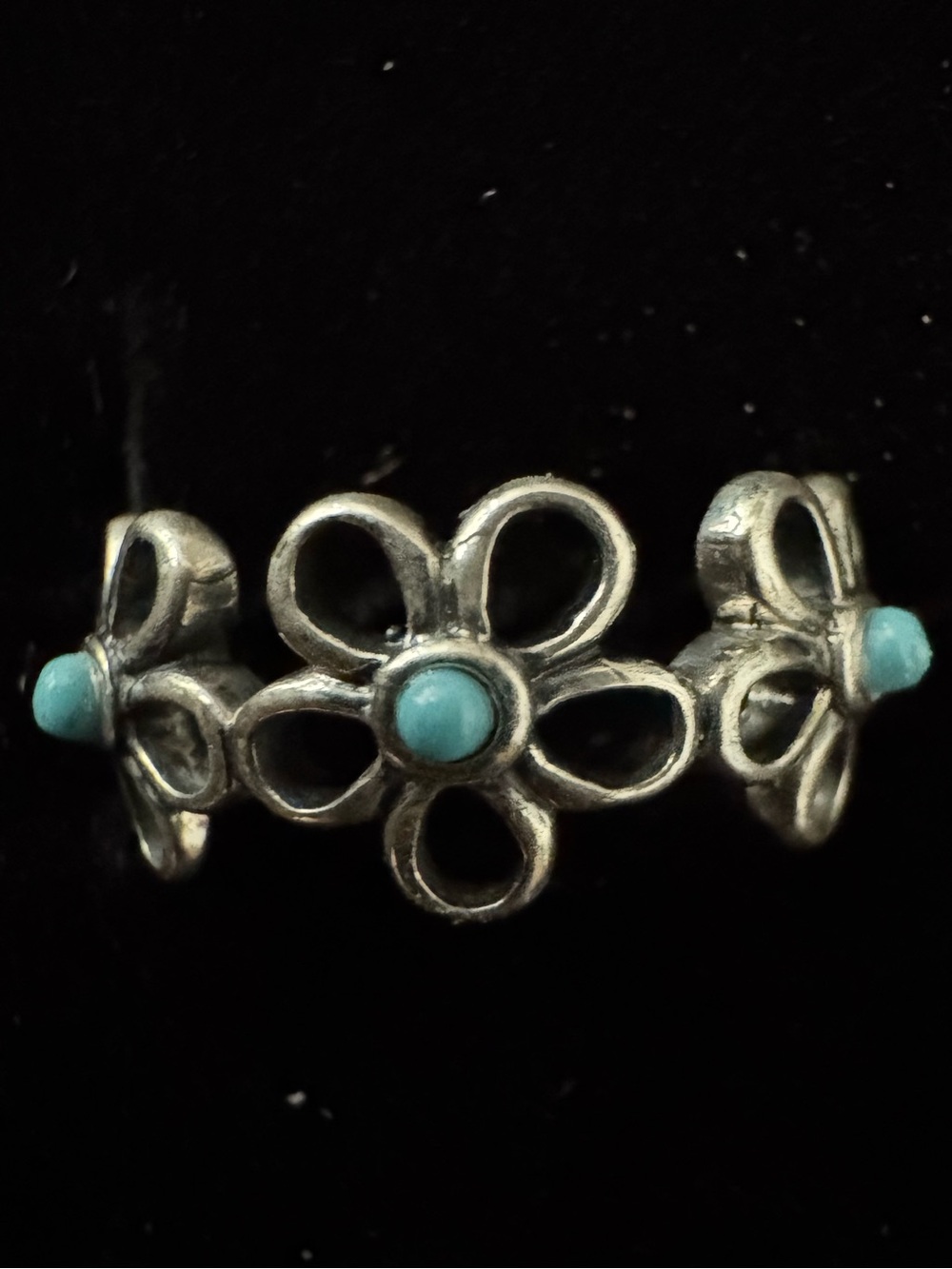 Sterling Silver Turquoise Flower Band toe Ring - Blue Floral Design